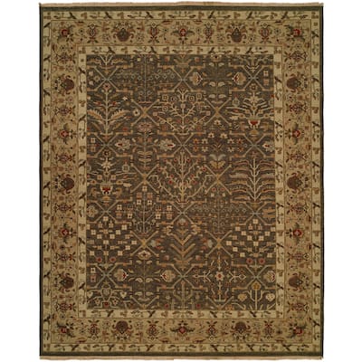 Traditional Brown Flatweave Wool Area Rug