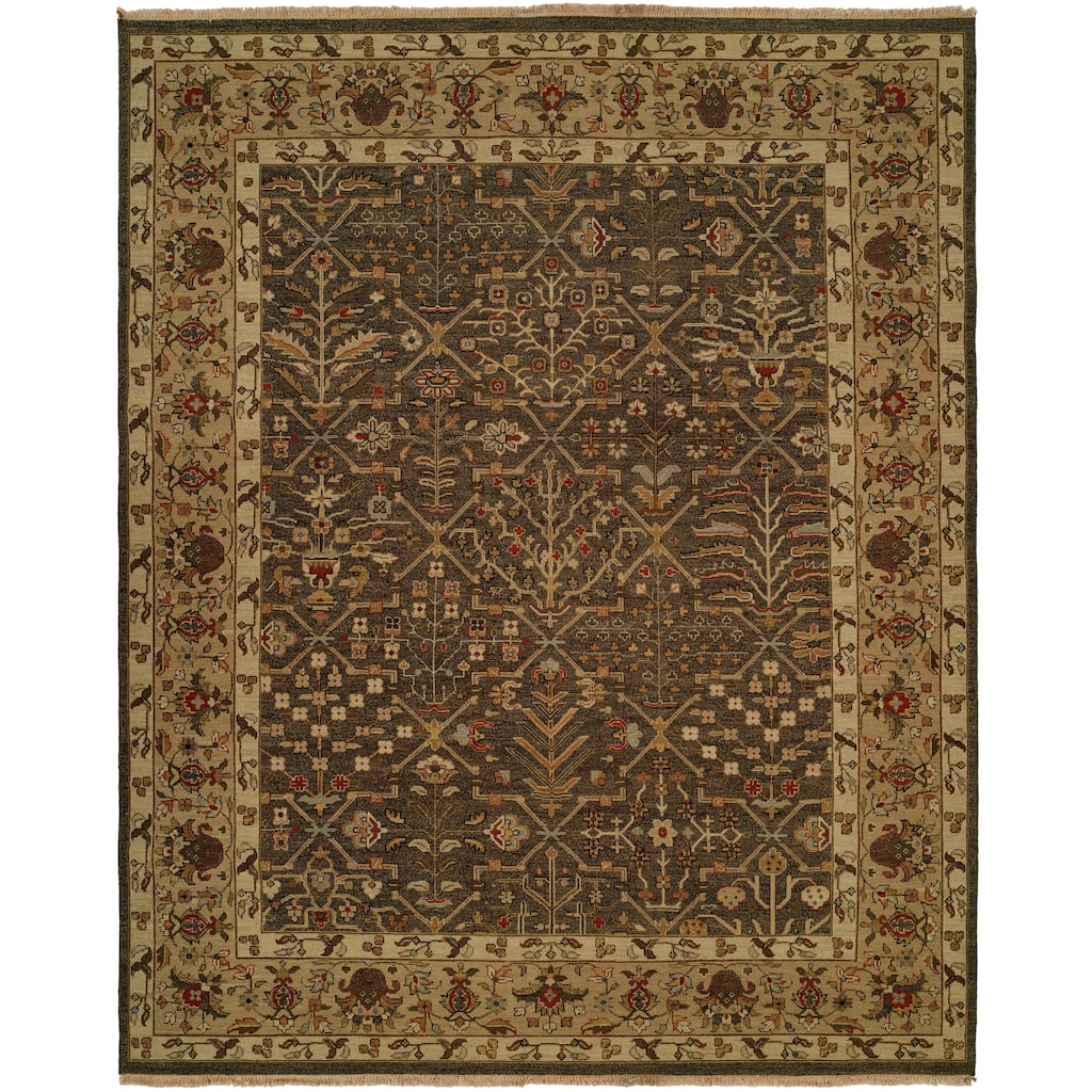 Traditional Brown Flatweave Wool Area Rug