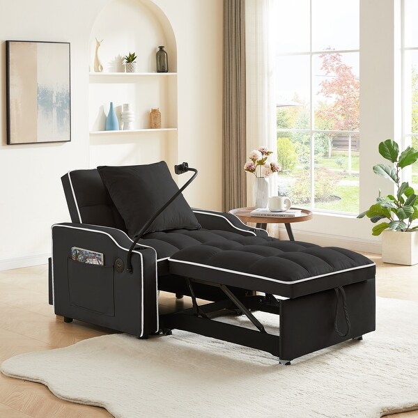 3 in 1 Convertible Single Sofa Chair Bed Pull Out Sleeper Chair with Adjustable Backrest Chaise Lounge with Phone Holder USB Bed Bath Beyond 40287128