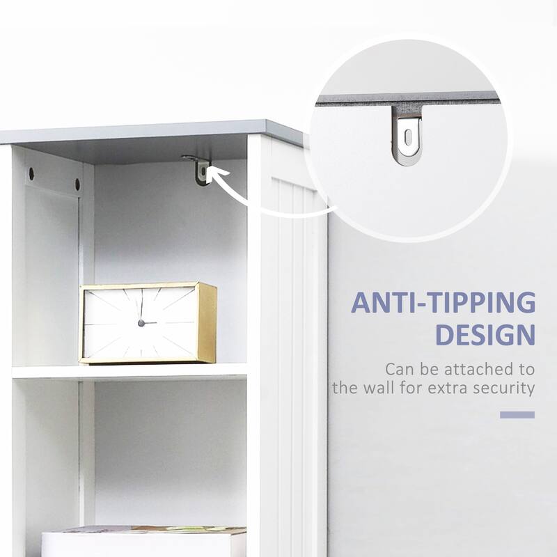 kleankin Tall Bathroom Storage Cabinet with 3 Tier Shelf, Cupboard, Drawer, Door