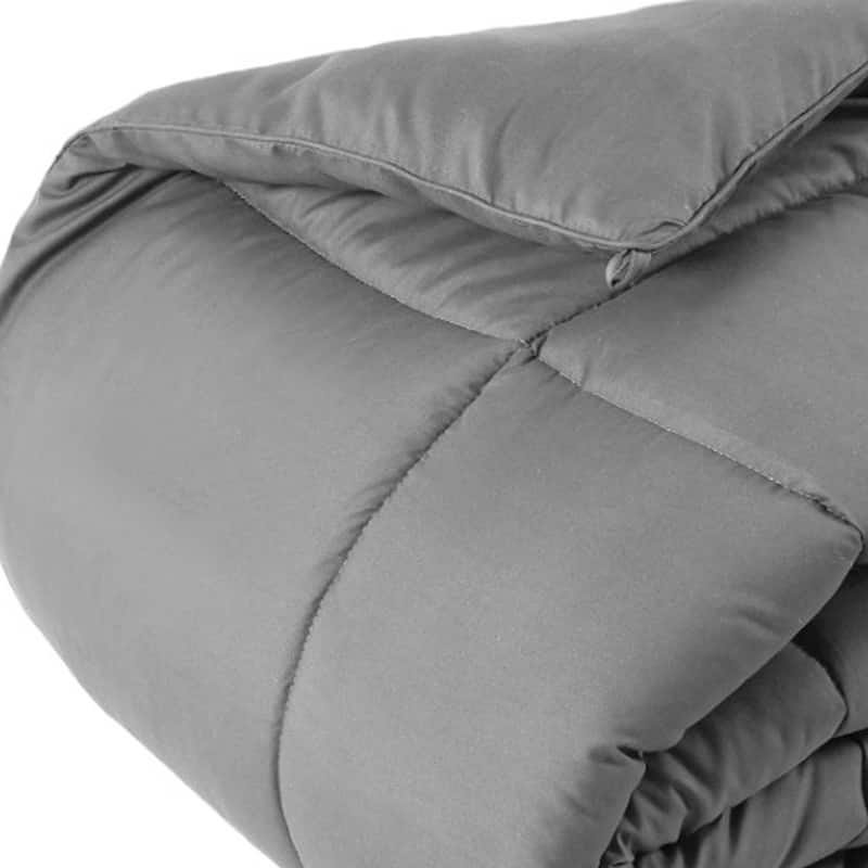 Gray Queen Box Stitch Microfiber Down Alternative Comforter