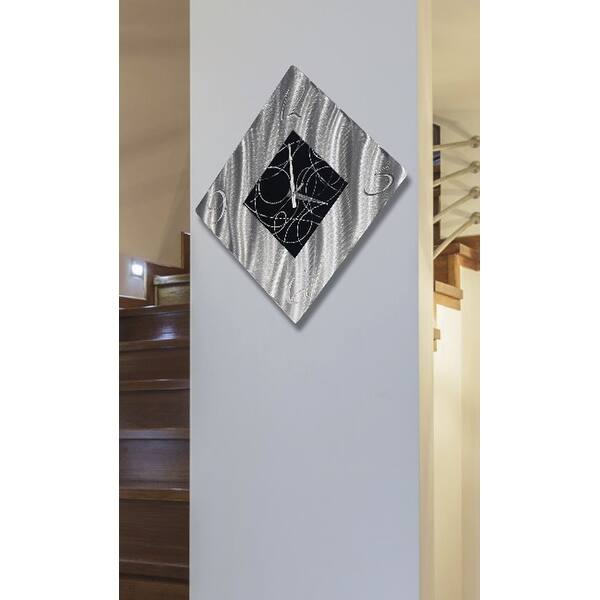 slide 2 of 6, Statements2000 Handmade Metal Wall Clock Art Abstract Black Silver Decor by Jon Allen - Allay Clock