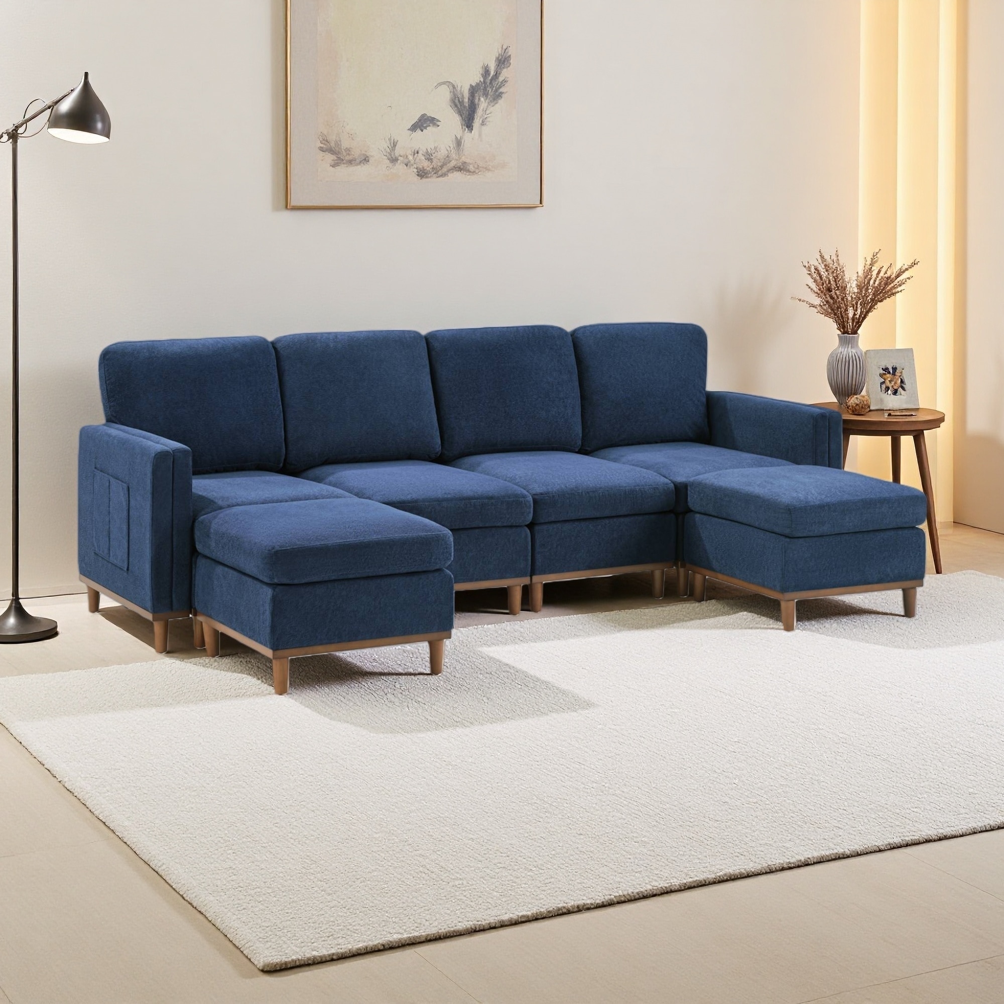 105.5" Fabric Modular Sectional Sofa, Transformable Design, 4-Seater