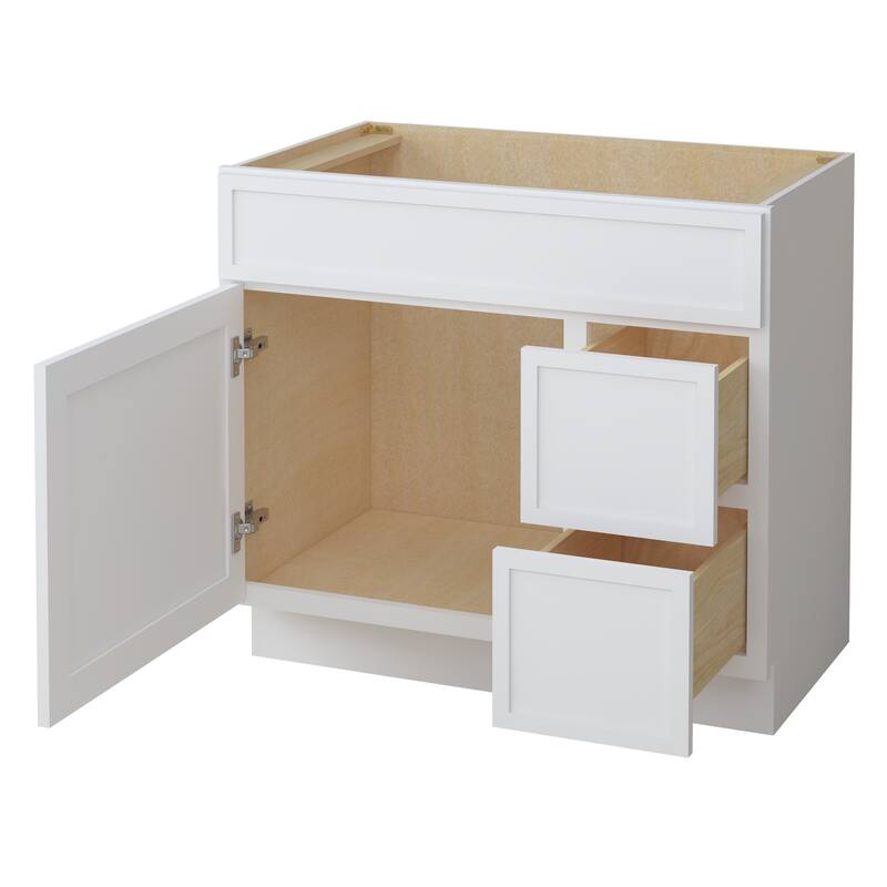 Vanity Art 36" Freestanding Single Base 2 Drawers Storage Cabinet with Soft Close Door