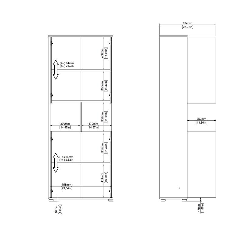 Carson Carrington Sign 6 Shelf Bookcase with 4 Doors, Home Office Storage - 13.5"D x 31.34"W x 80.59"H