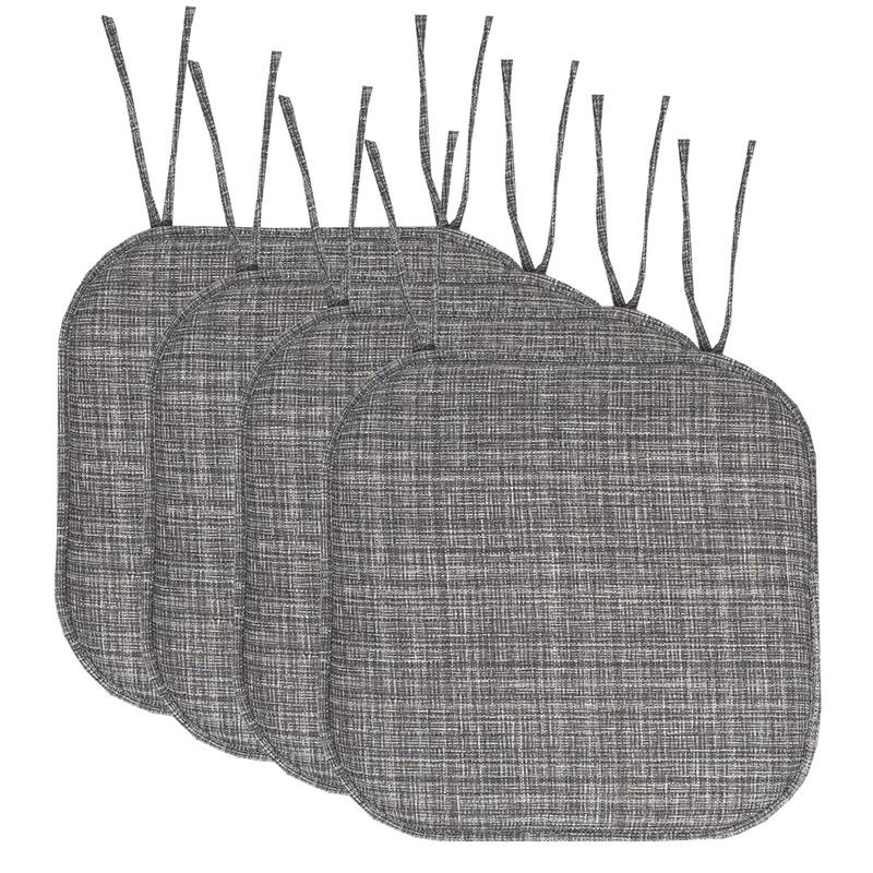 Aria Memory Foam Non-Slip Chair Pad with Ties - Grey - Set of 4