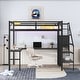 preview thumbnail 2 of 14, Full Size Metal Loft Bed with L-shaped Desk, LED, and Wardrobe