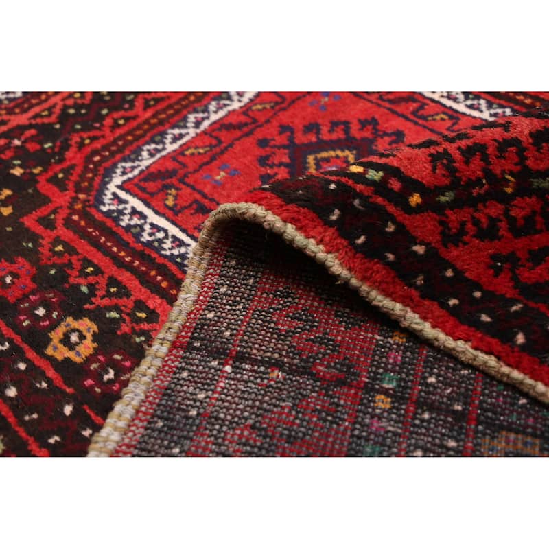 ECARPETGALLERY Hand-knotted Baluch Red Wool Rug - 3'1 x 6'4