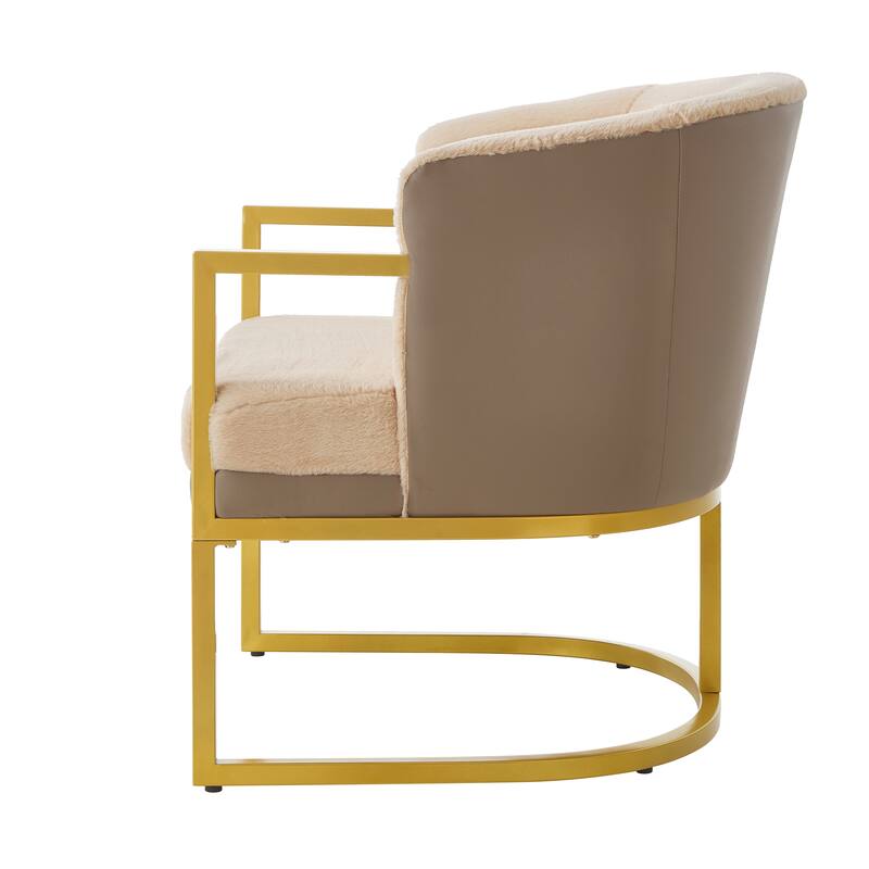 Modern Accent Chair Cozy Armchair Upholstered Reading Chair with Gold Metal Frame Living Room, Bedroom, or Office