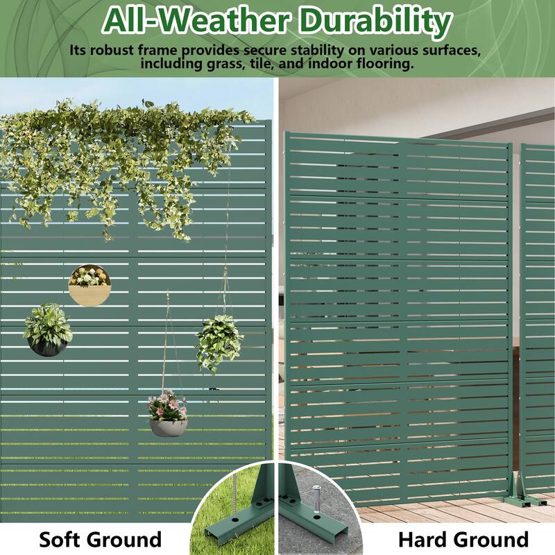 Outdoor Privacy Screen with Stand for Patio Garden Metal Fence Set of 2