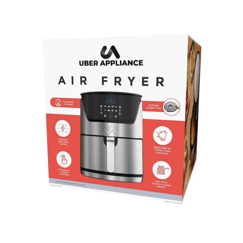 Uber Appliance Air fryer XL Premium - 7QT SS - Ceramic Non-stick PFOA/PTFE Free