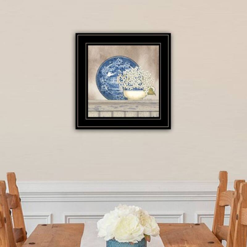 Framed Wall Art - Farmhouse Blues I, Black Frame
