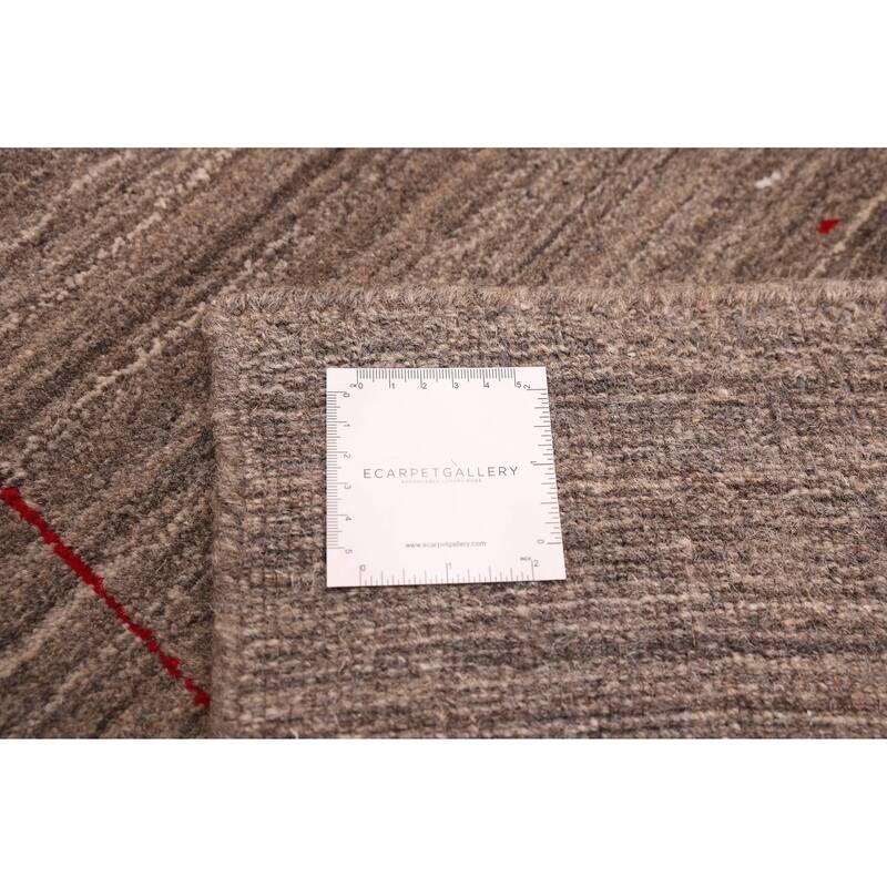 ECARPETGALLERY Hand Loomed Kashkuli Gabbeh Taupe Wool Rug - 7'10 x 9'9