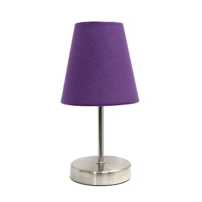 Stick Table Desk Lamp with Purple Tapered Shade - 10.5" - Sand Nickel