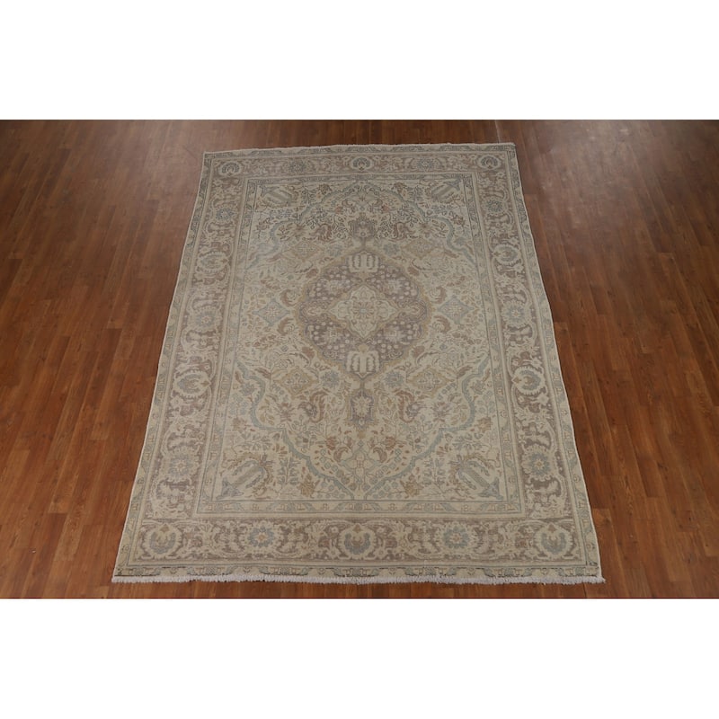 Tabriz Persian Area Rug Hand-Knotted Traditional Wool Carpet - 6'5"x 9'1"