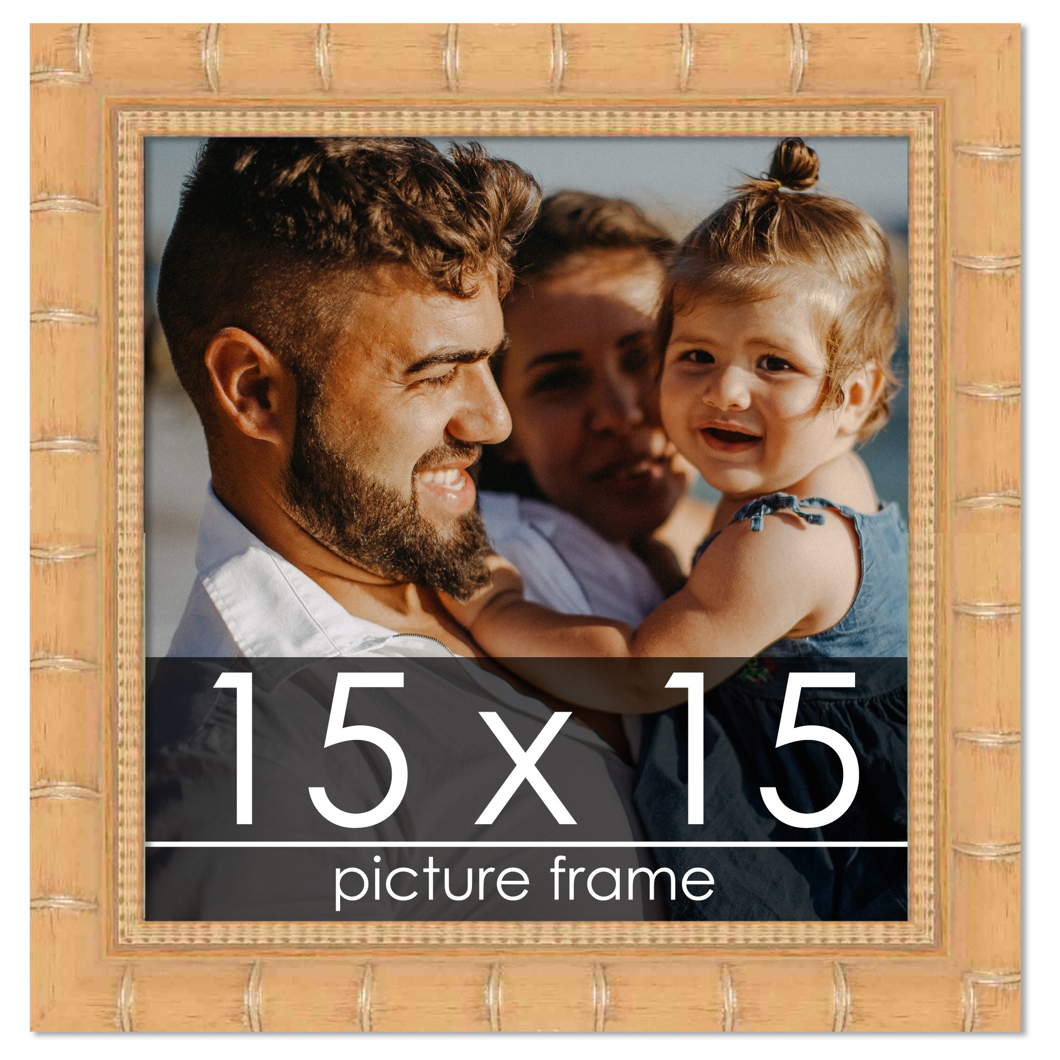 15x15 Traditional Walnut Complete Wood Square Picture Frame with UV Acrylic, Foam Board Backing, & Hardware - Brown