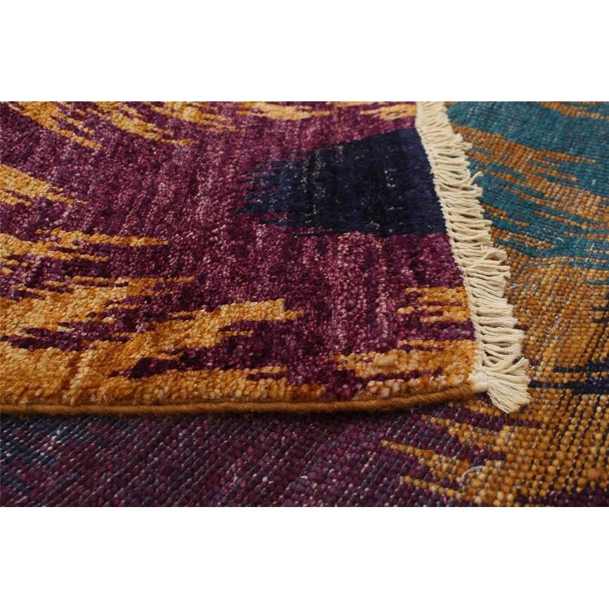 ECARPETGALLERY Handknotted Shalimar Light Brown, Purple Wool Rug 4'0
