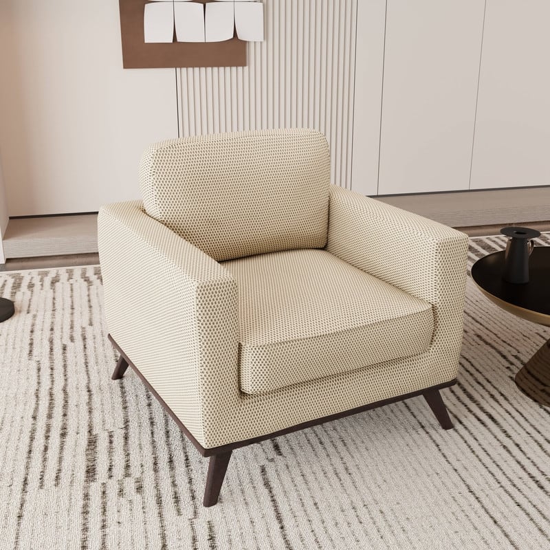 Chester One Seater Modern Sofa Leather Or Mesh Upholstery Accent Arm Chair with High Density Foam for Living Room Bedroom Lounge