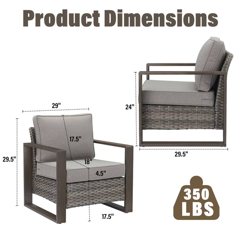 Gymojoy 2 Pieces PE Rattan Wicker Chairs with Cushion