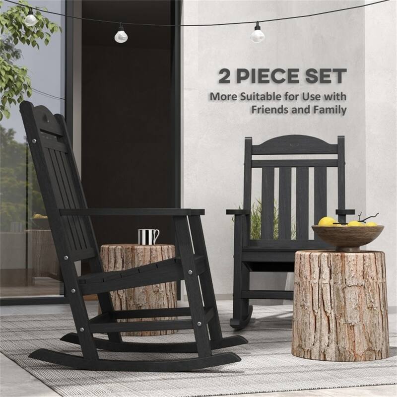 Outdoor Rocking Chair HDPE Weather Resistant Patio Garden Chair
