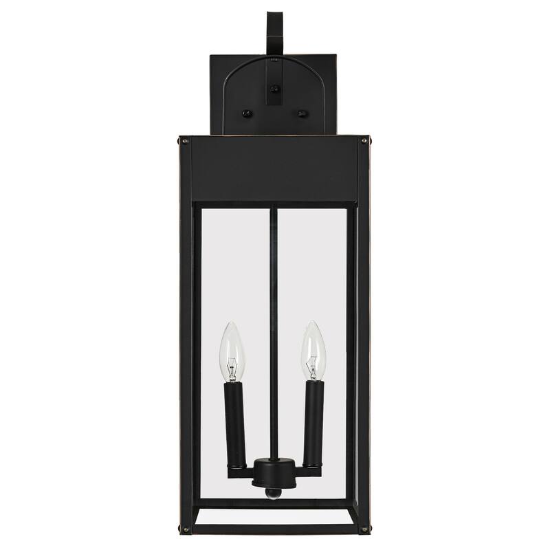 Oil Rubbed Bronze Outdoor Hardwired Wall Lantern Sconce - 2 Variants (20in 1-Light/24in c), Clear Glass, Wet Rated