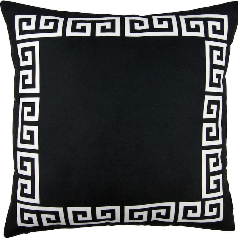 HomeRoots Yellow and White Greek Key Bordered Throw Pillow