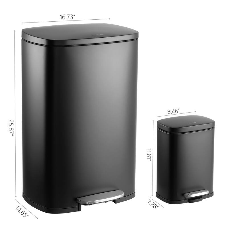 happimess 13-Gallon Trash Can with Soft-Close Lid and FREE Mini Trash Can