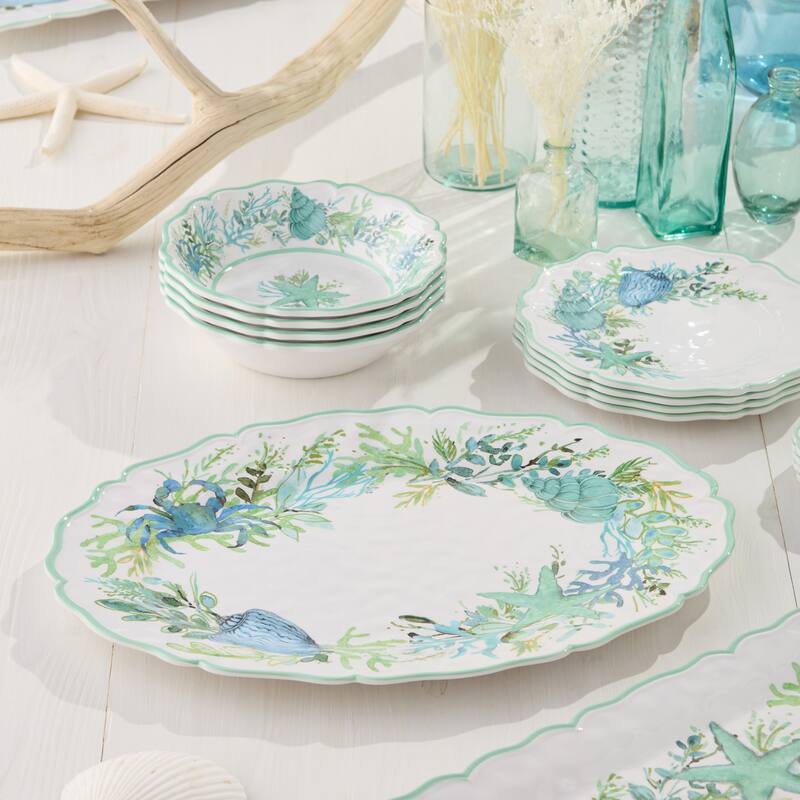 Certified International Sea Glass Melamine 2 Piece Platter Set - 18.00"L x 13.50."H x 0.75"H