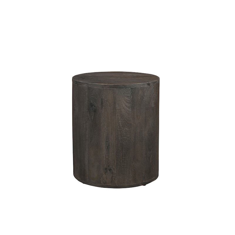 Caden Wood Drum Coffee Table - Dark Gray