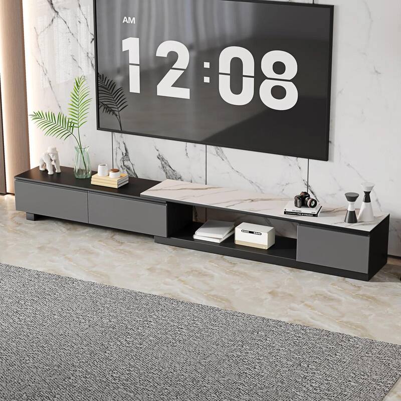 122'' Extendable TV Stand Media Console With 3 Drawers - 75'' - 122''