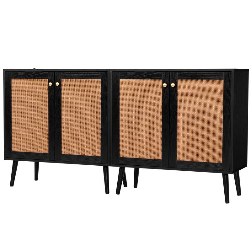 Nuu Garden Accent Storage Cabinet, Sideboard Buffet Cabinet with Rattan Doors