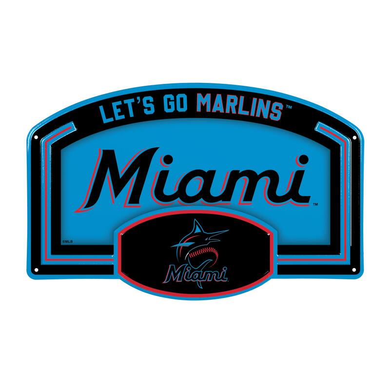 Miami Marlins Embossed Steel Wall Sign, 11" x 17"