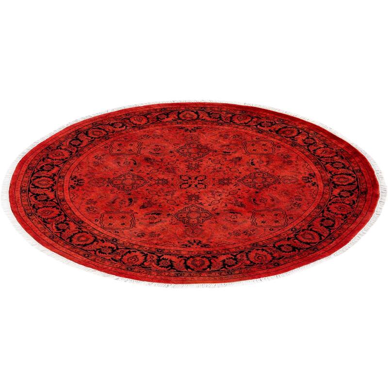 Overton Hand Knotted Wool Vintage Inspired Modern Contemporary Overdyed Red Square Area Rug - 5' 1" x 5' 1"
