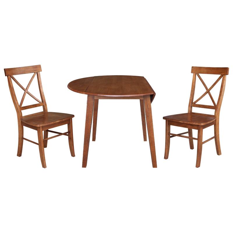 42" Solid Wood Round Dual Drop Leaf Table with Dining Chairs