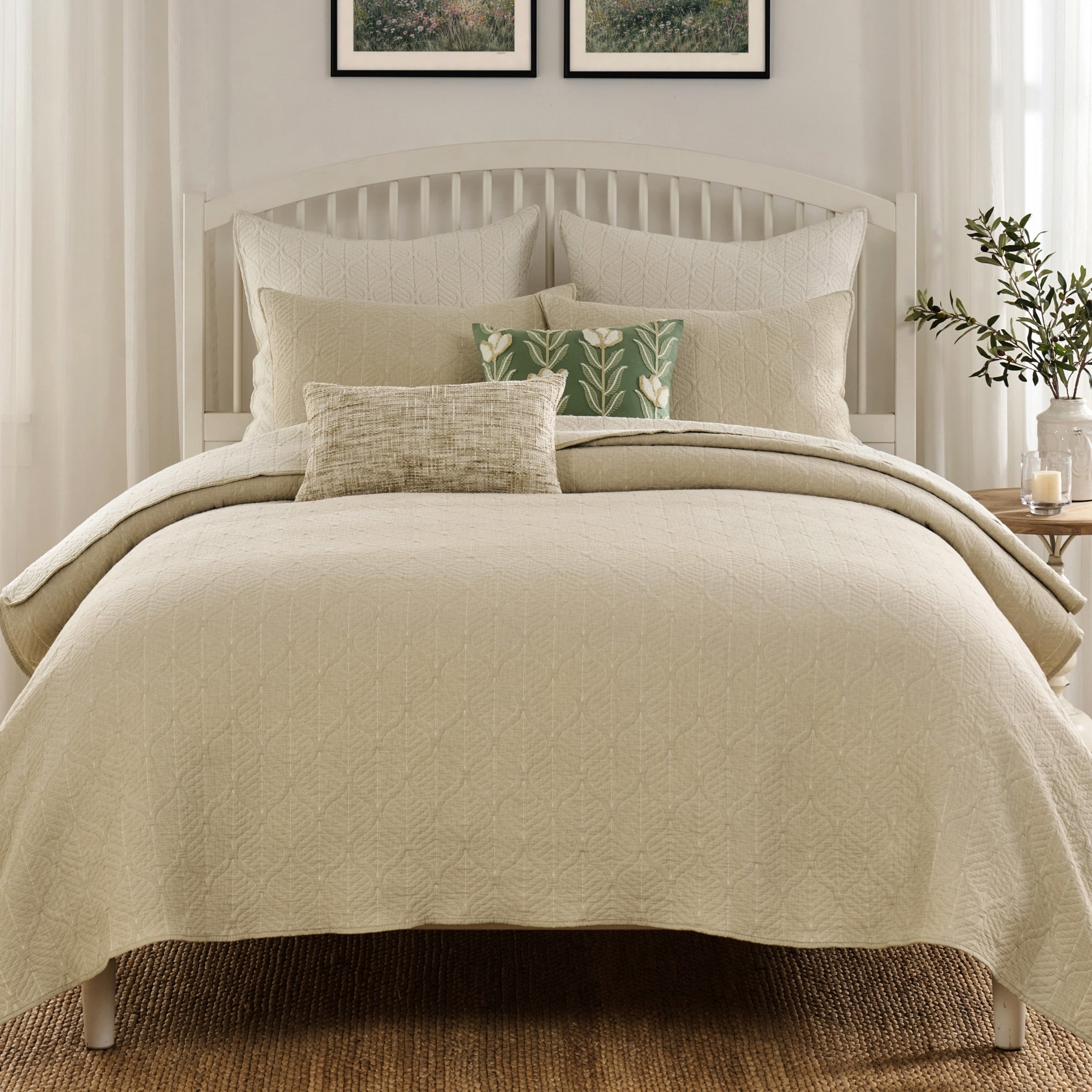 Greenland Home Fashions Harper 100% Cotton Lightweight Reversible Coverlet Set