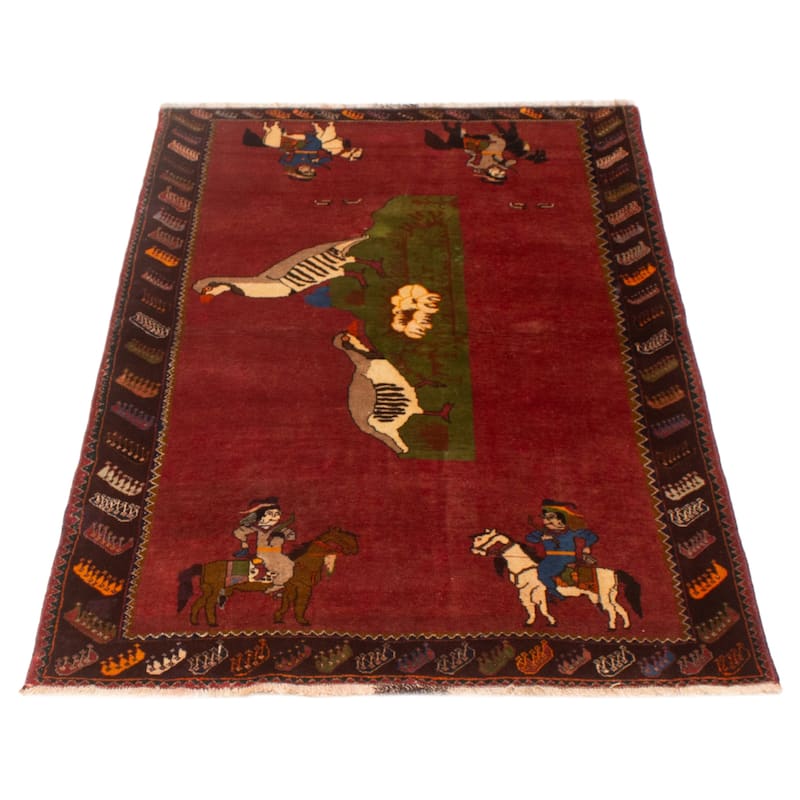 ECARPETGALLERY Hand-knotted Melis Vintage Red Wool Rug - 4'3 x 6'9