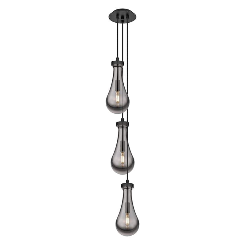 Innovations Lighting Malone - 6 Light 6" Cord Hung Multi Pendant - 6" Canopy - Striped Clear/Matte Black