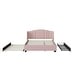 preview thumbnail 13 of 12, Upholstered Platform Bed w/ Wingback Headboard, 1 Twin Trundle & 2 Drawers, Linen Fabric, Queen Size, Beige