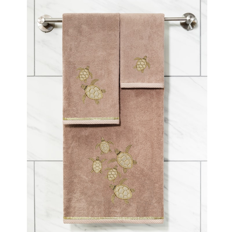 Authentic Hotel and Spa Turkish Cotton Tortuga 3PC Embellished Towel Set