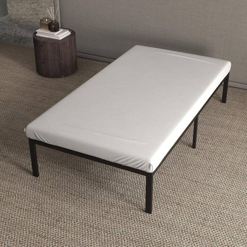 Bed Frame No Box Spring Needed, Heavy Duty Queen Platform Metal Bed Frame with Metal Slats