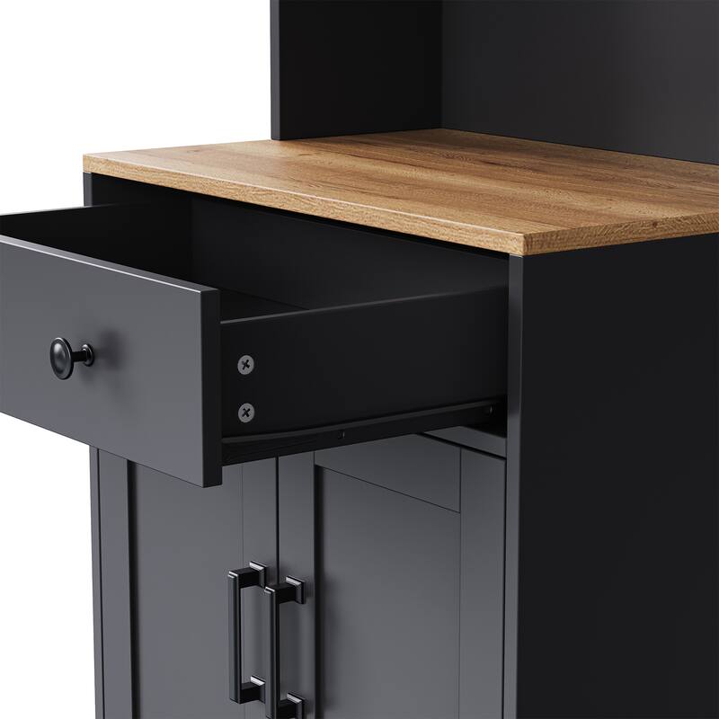 Farmhouse TV Stand with Solid Wood Legs for TVs Up to 70", Large Media Console Table with Bookshelves & Glass Doors