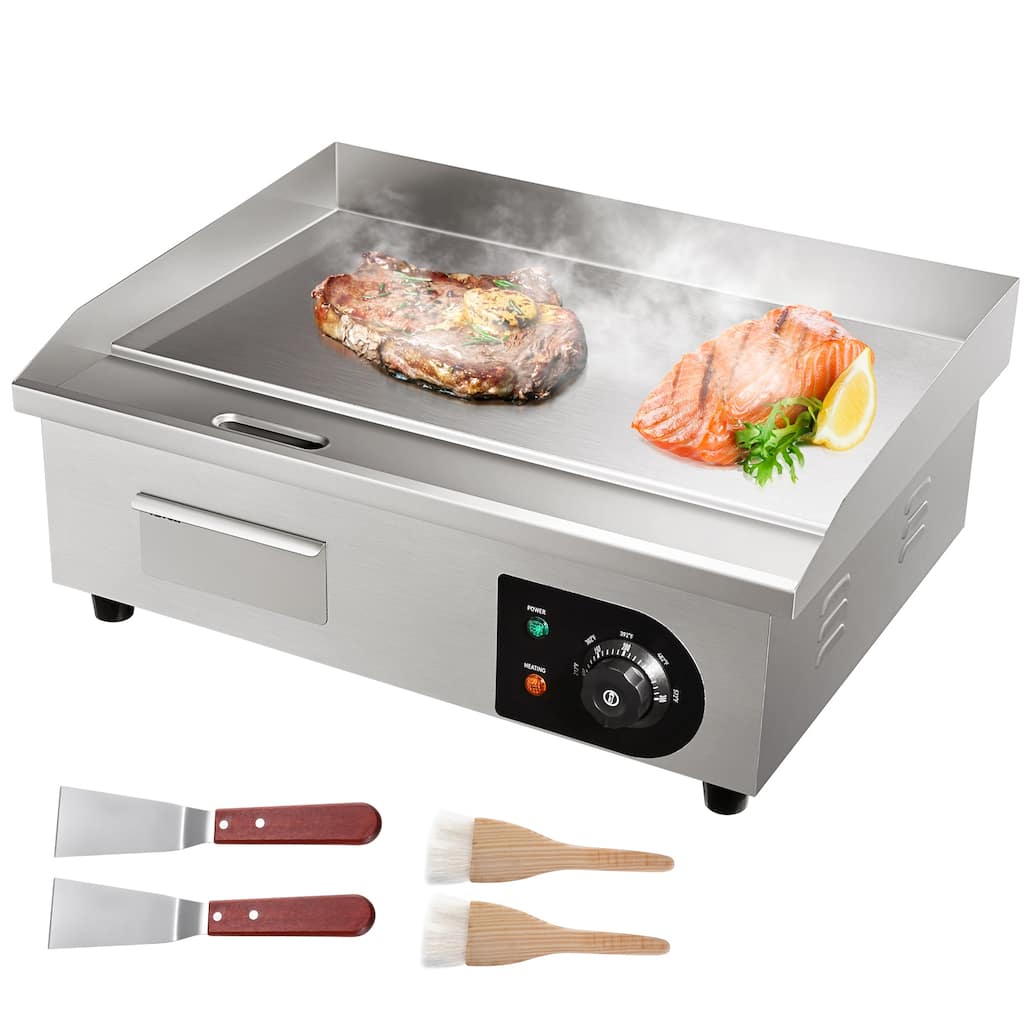 VEVOR Commercial Electric Griddle, 21", 1600W Countertop Flat Top Grill - 21", 1600W