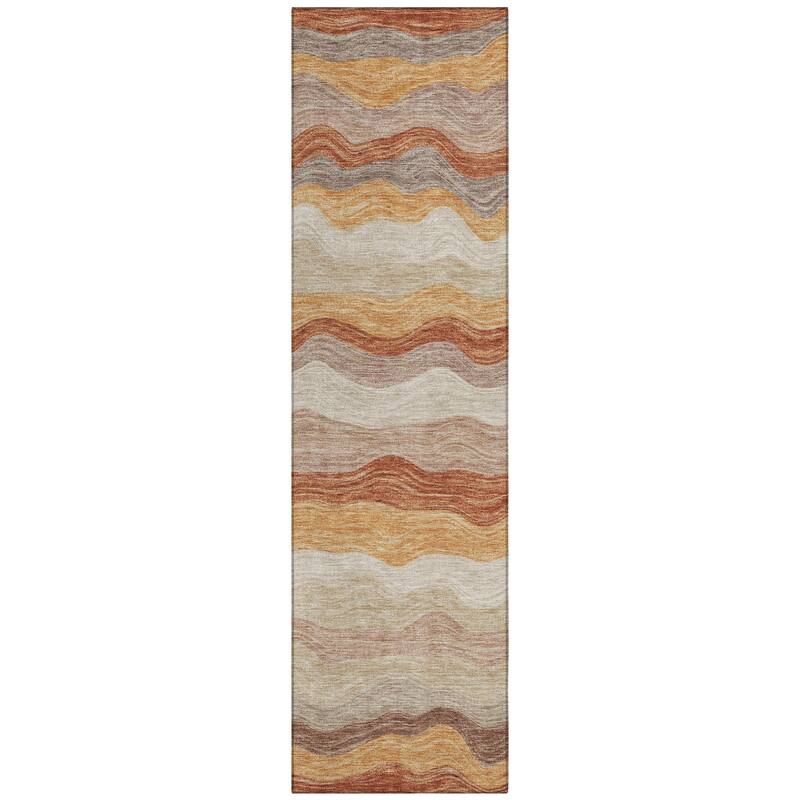 Machine Washable Indoor/ Outdoor Ombre Stripes Chantille Rug