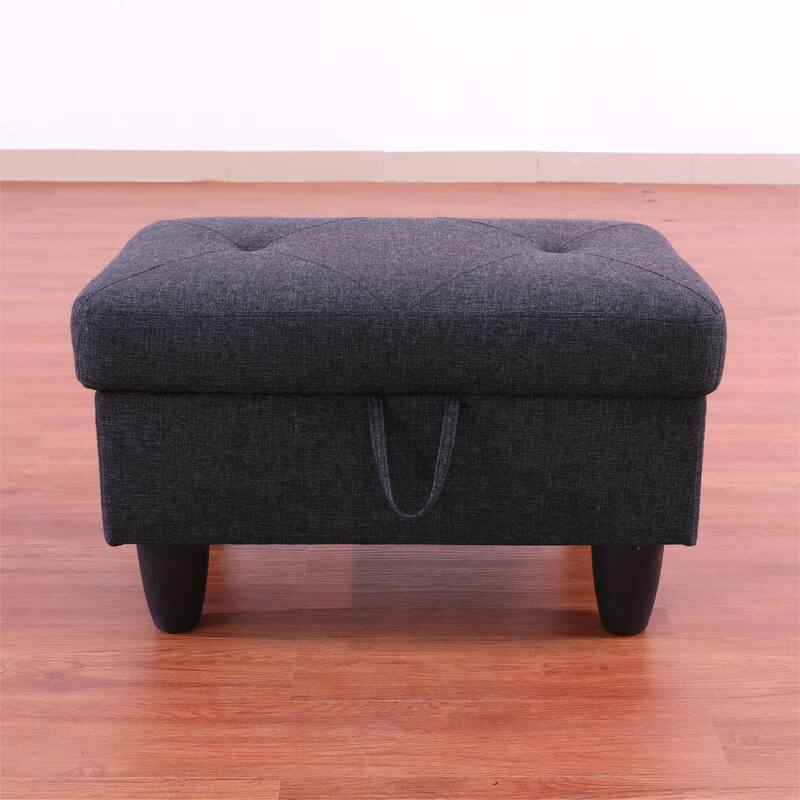 KISRAIS 28.5" Wide Upholstered Storage Ottoman