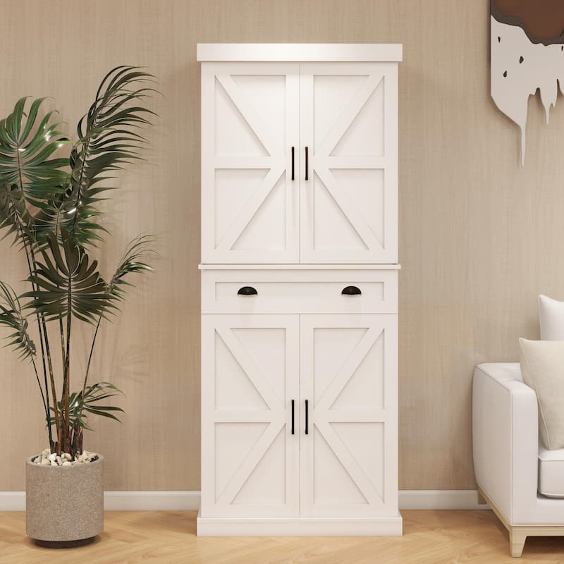 71" Kitchen Pantry Storage Cabinet with 4 Doors, 1 Drawer, 2 Adjustable Shelves