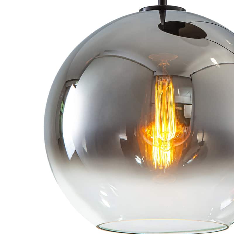 3-Light Round Polished Glass Globe Bubble Pendant Light