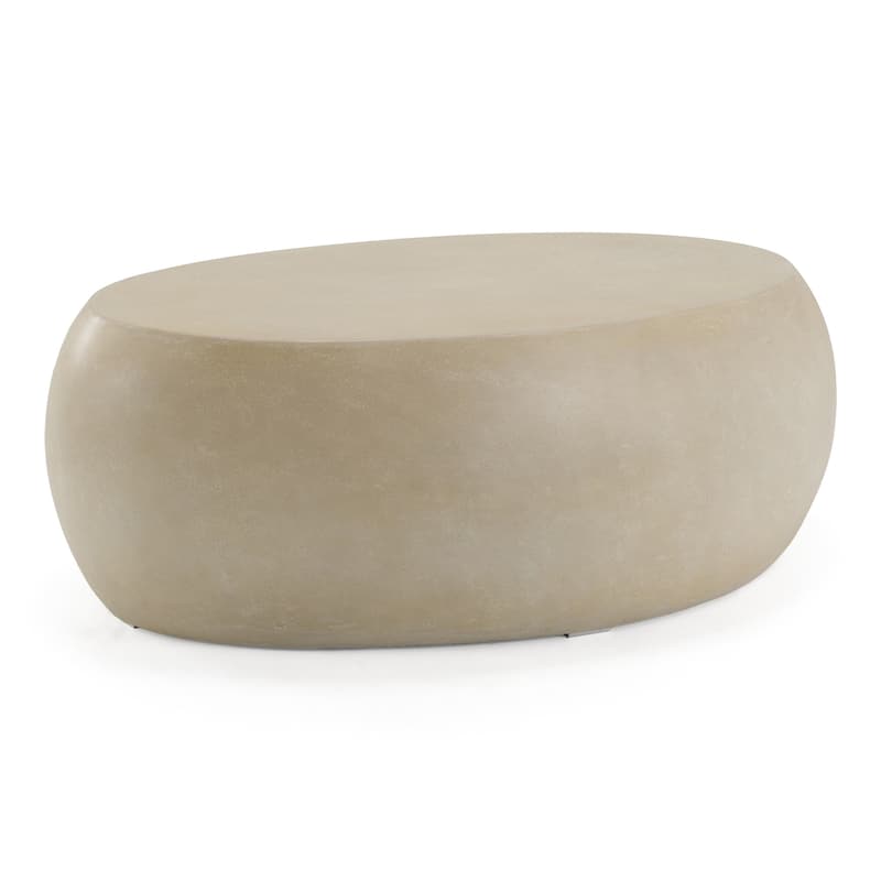 Denny Modern Beige Fiberform Oval Coffee Table