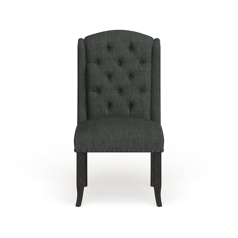 Tays Tufted Linen Wingback Dining Chairs (Set of 2) by Furniture of America