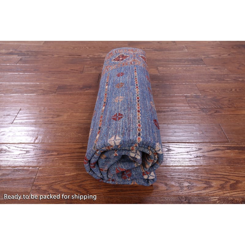 Golden Nile Blue Khorjin Hand Knotted Wool Rug - 5' 10" X 8' 0"