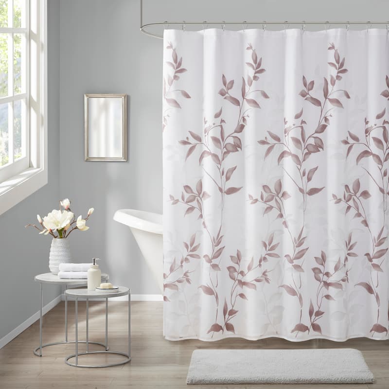 Madison Park Cecily Burnout Printed Shower Curtain - Mauve